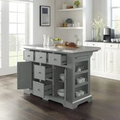 Julia Grey Stainless Steel Top Kitchen Island - 50 "W X32 "D X 36 "H - Stationary - Gray - Stainless Steel -Gourmet Interiors 46de97c6 767c 4a9a bcf3 4b5c678dffe0