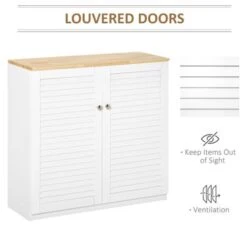 HOMCOM Storage Cabinet Kitchen Sideboard With Louvered Doors, Freestanding Floor Cabinet For Living Room, Hallway, White - White -Gourmet Interiors 46eaab6c f5b7 4efd bc2c 466e2c4ff3cd