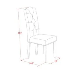 Dining Room Table Set - A Rectangular Table And Padded Parson Chairs - Cement And Linen White Finish (Pieces Options) - X097EL207-7 -Gourmet Interiors 470fd234 f02b 4c74 aab1 c73309f2dde8