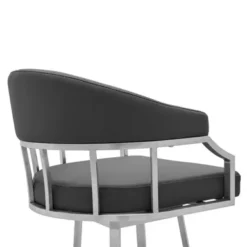 Palmdale Swivel Modern Slate Grey Faux Leather 30" Bar Stool In Brushed Stainless Steel Finish -Gourmet Interiors 471a65f7 f981 4c1d 9b29 37fd50c7075a