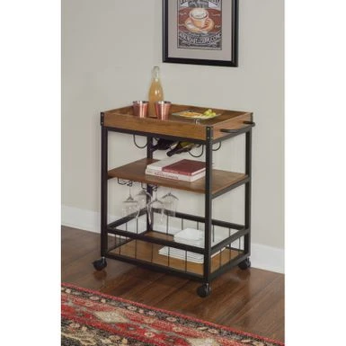 Carbon Loft Wheeler Industrial Kitchen & Wine Cart - Brown 5 Carbon Loft Wheeler Industrial Kitchen & Wine Cart - Brown - Image 3