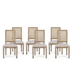 Regina French Country Wood And Cane Upholstered Dining Chair (Set Of 6) By Christopher Knight Home - Black + Gray -Gourmet Interiors 4767d180 57ef 4874 ba02 b8b2a74f4791