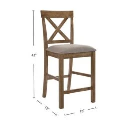 Set Of 2 Counter Height Chair In Tan Linen And Weathered Oak - Counter Height - 23-28 In. - Set Of 2 - Tan And Weathered Oak -Gourmet Interiors 480417a3 eadf 4604 889d a675b1eae1f7