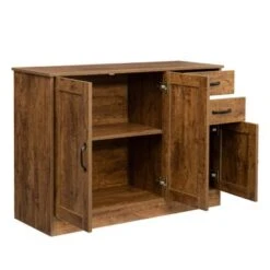 Clihome 43in. Wood Entryway Serving Storage Cabinet Buffet Sideboard - Walnut -Gourmet Interiors 4823436d 0953 45e9 8ebe 3e7943771d38