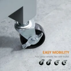 HOMCOM Kitchen Trolley, Wood Top Utility Cart On Wheels With Open Shelf And Storage Drawer For Dining Room, Kitchen - Grey -Gourmet Interiors 489a860a a3e5 4f63 a81b f9d6d9febbc9