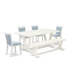East West Furniture Table Set - A Dining Table And Linen Fabric Dinning Chairs With Stylish Back - Linen White (Pieces Option) - V027MZ015-5 -Gourmet Interiors 48ce2090 6ff2 404e ad1a 6d07a82e1ad6