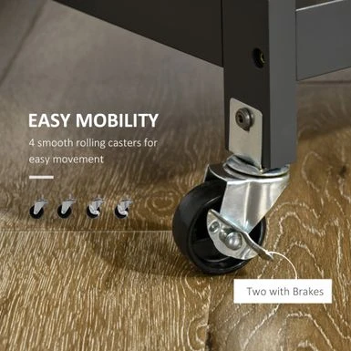 HOMCOM Utility Kitchen Cart, Rolling Kitchen Island Storage Trolley - White 8 HOMCOM Utility Kitchen Cart, Rolling Kitchen Island Storage Trolley - White - Image 6