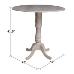 42 In. Round Dual Drop Leaf Bar Height Dining Table With 2 X-back Stools - 3 Piece Set - Washed Gray Taupe -Gourmet Interiors 49307119 8f48 402d 8f7e e50aac239432