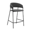 Nara 26" Gray Faux Leather And Metal Counter Height Bar Stool With Black Frame -Gourmet Interiors 4953e7a7 7f36 4a7e b743 35170964f163