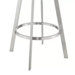 Jermaine 30" Bar Swivel Bar Stool In Brushed Stainless Steel Finish And Gray Faux Leather -Gourmet Interiors 4973790d 134e 491a a98e d9ffb7a4a8c8