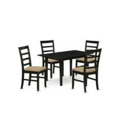 Rectangular Dining Table Set - Butterfly Leaf Dining Table And Dining Chairs With Ladder Back - Black Finish (Pieces Options) - NOPF3-BLK-C -Gourmet Interiors 49b7425b dedb 4969 b0f3 b2ae2d64f35c