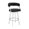 Dione 30" Bar Height Swivel Black Faux Leather And Brushed Stainless Steel Bar Stool -Gourmet Interiors 4a1ae5c8 fb16 4d25 9f82 fa30789e2eb2
