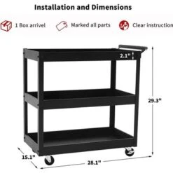 Mcombo 3 Tiers Metal Tool Cart For Garage, Utility Heavy Duty Cart With Anti-Scratched Cloth, Lockable Wheels, TC77 - Red -Gourmet Interiors 4a1d64d6 46bf 49d5 bf9c 4f72fef0df2e