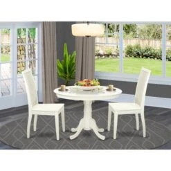 East West Furniture Hartland Dining Set - A Round 42in Dinette Table & Kitchen Chairs (Pieces & Finish Options) - HLIP5-BMK-W -Gourmet Interiors 4ae72ccb 5ffe 4fdd b48e cd4f557701d6