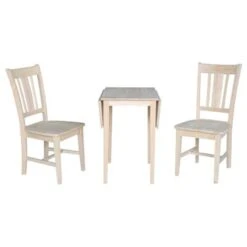 Small Drop Leaf Dining Table With 2 Splat Back Chairs - 3 Piece Set - 36 In. W X 22 In. D X 29 In. H - Unfinished 11 Small Drop Leaf Dining Table With 2 Splat Back Chairs - 3 Piece Set - 36 In. W X 22 In. D X 29 In. H - Unfinished -Gourmet Interiors 4bb073c6 5fea 411e 9c2d 7d10dd4233ae