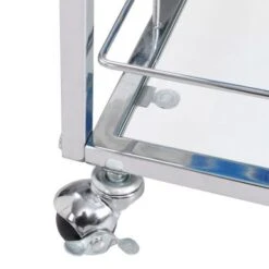 Silver 3-tier Metal And Glass Rolling Bar Cart Serving Wine Cart With Glass Top (30.1 In. W X 36.2 In. H) - Silver - Kitchen Cart -Gourmet Interiors 4bdfb9fb 42ef 461f 8dd0 73eceed48430
