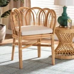 Baxton Studio Melody Modern Natural Finished Rattan Dining Chair - Neutral -Gourmet Interiors 4be4af88 a6f0 425c aac1 9b2927b2f58d