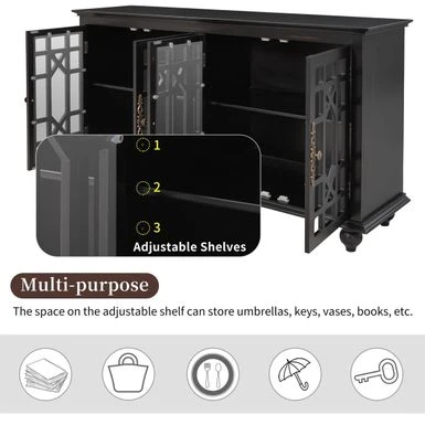 Merax 4 Acrylic Doors Sideboard With Adjustable Height Shelves - Black 9 Merax 4 Acrylic Doors Sideboard With Adjustable Height Shelves - Black - Image 7