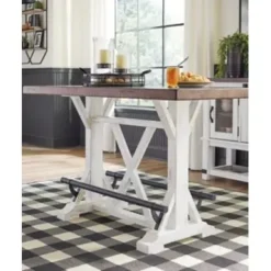 White/Brown Valebeck Rectangular Dining Room Counter Table -Gourmet Interiors 4c175e8a d67a 4d16 abae de7ff3366cc8