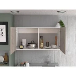 Boahaus Avignon Wall Cabinet (White-Light Grey ) - Grey -Gourmet Interiors 4c4de131 a659 4e8b 905a 78362ce7d3a9