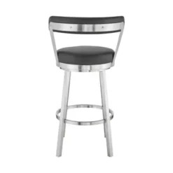 Bryant 26" Counter Height Swivel Bar Stool In Brushed Stainless Steel Finish And Black Faux Leather -Gourmet Interiors 4c8e84e4 c183 4a2f b264 14bc4157bbbd
