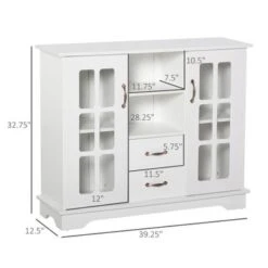 HOMCOM Modern Sideboard Storage Console Cabinet With Glass Door And Drawer For Kitchen, Living & Dining Room - White -Gourmet Interiors 4cc818ed 741d 4c87 b10d 984be77d1bf7