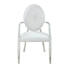 Somette Victory White Tufted Back Arm Chair, Set Of 2 - 24.8" X 22.83" X 37.99" - Dining Height - White - Set Of 2 -Gourmet Interiors 4ce2dc27 6543 4028 b73d daa51348b909