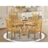 Dublin Kitchen Table Set - Dining Table And Kitchen Chairs - Oak Finish (Pieces & Seat Type Options) - DLPO5-OAK-W -Gourmet Interiors 4cee7b02 6d04 4e88 adc8 c19d8e093092