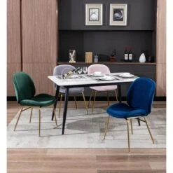 Porthos Home Cace Velvet Gold Leg Dining Chair - Blue -Gourmet Interiors 4d50625c 56a4 44c8 aad7 0a1f24aa29f3