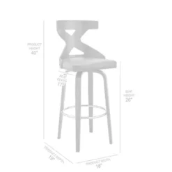 Gayle 26" Swivel Cross Back Grey Faux Leather And Walnut Wood Bar Stool -Gourmet Interiors 4d54a595 a207 4a27 b5d3 386677b69ebf
