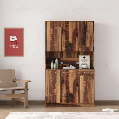 70.87" Tall Wardrobe& Kitchen Cabinet, With 6-Doors, 1-Open Shelves And 1-Drawer For Bedroom,Walnut - Natural 16 70.87" Tall Wardrobe& Kitchen Cabinet, With 6-Doors, 1-Open Shelves And 1-Drawer For Bedroom,Walnut - Natural - Image 14