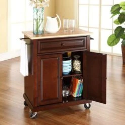 Crosley Compact Wood Top Portable Kitchen Cart/ Island - 18"d X 31"w X 35.5"h - Brown - Kitchen Cart - Wood -Gourmet Interiors 4edadd6d 4cf3 4858 a2f6 cf373ff325a8