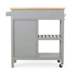 Byway Contemporary Kitchen Cart With Wheels By Christopher Knight Home - Black + Natural -Gourmet Interiors 4f201220 c54d 43eb 9900 7f43565a8e68