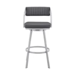 Scranton 30" Swivel Slate Grey Faux Leather And Silver Metal Bar Stool -Gourmet Interiors 4f49c45a 64ec 4f1d 8d17 c3af6573f1ec
