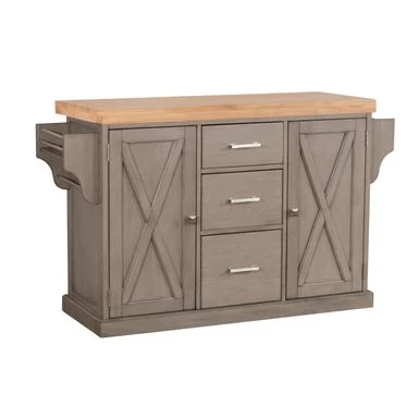 Hillsdale Brigham Kitchen Island In Gray With Wood Top - 36.25H X 48W X 18D - Portable 5 Hillsdale Brigham Kitchen Island In Gray With Wood Top - 36.25H X 48W X 18D - Portable - Image 3