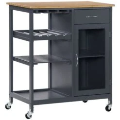 HOMCOM Utility Kitchen Cart, Rolling Kitchen Island Storage Trolley - White 22 HOMCOM Utility Kitchen Cart, Rolling Kitchen Island Storage Trolley - White -Gourmet Interiors 4fbd4208 7d49 4c5e 8b2e 753a9a1f3a6f