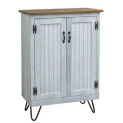 72-inch Tall Lodge Style China Cabinet With 3 Display Shelves And 2 Doors - White & Espresso Top -Gourmet Interiors 503bf8df 06e7 4897 b447 e782f0f8f00a