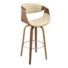 Arya 26" Swivel Counter Stool In Cream Faux Leather And Walnut Wood -Gourmet Interiors 50541cd6 5b87 4ec0 b648 bbd020e7b0f1