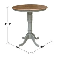 36" Round Top Pedestal Table - Hickory/Stone - Hickory/Stone - 41.1"H -Gourmet Interiors 50677940 ec95 4ac9 afaf 1f8e3782f800