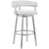 Cohen 30" White Faux Leather And Brushed Stainless Steel Swivel Bar Stool -Gourmet Interiors 50779e62 d87c 4ad4 96f3 774cd0861f6d
