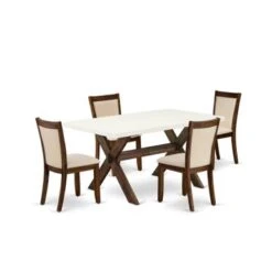 East West Furniture Kitchen Set, A Modern Table And Dining Chairs With Linen Fabric Seat (Pieces Option) - X726MZN32-5 -Gourmet Interiors 50800966 6a49 4e75 941b 2055ac433158