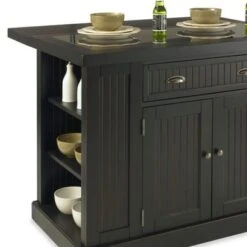 The Gray Barn Firebranch 3-pc. Distressed Black Kitchen Island Set - With Seating - Black - Granite -Gourmet Interiors 50acb14d dd41 4d35 b2c7 d3ec89c86238