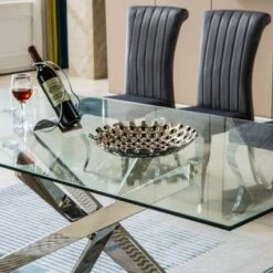Clihome Modern Tempered Glass Top Dining Table - Silver -Gourmet Interiors 50d192c4 3dce 4a98 bb85 e9e50428d44d