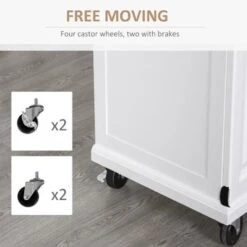 HOMCOM Kitchen Island Cart On Wheels With Extended Counter Drawer Cabinet Towel Racks Versatile Use Natural Wood Top And White - Portable - White - Wood 15 HOMCOM Kitchen Island Cart On Wheels With Extended Counter Drawer Cabinet Towel Racks Versatile Use Natural Wood Top And White - Portable - White - Wood -Gourmet Interiors 5142c920 7845 4bf8 9d30 6aec90be49c9