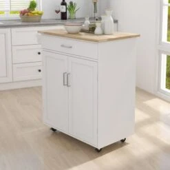 Nestfair White Kitchen Cart With Towel Rack And Shelves - White 12 Nestfair White Kitchen Cart With Towel Rack And Shelves - White -Gourmet Interiors 51514047 e250 4d76 8eb9 c9c81a6badba