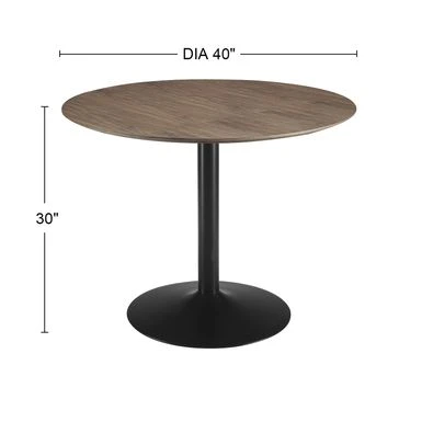 Round Wood Dining Table With Metal Base In Walnut And Black - Walnut And Black - Walnut And Black 5 Round Wood Dining Table With Metal Base In Walnut And Black - Walnut And Black - Walnut And Black - Image 3
