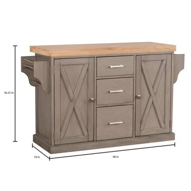 Hillsdale Brigham Kitchen Island In Gray With Wood Top - 36.25H X 48W X 18D - Portable 6 Hillsdale Brigham Kitchen Island In Gray With Wood Top - 36.25H X 48W X 18D - Portable - Image 4