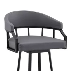 Valerie 30" Swivel Slate Grey Faux Leather And Black Metal Bar Stool -Gourmet Interiors 52dec1b2 3440 4cdf 86a2 6dc673b80fb1