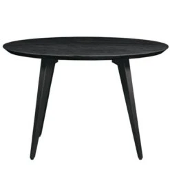 LeisureMod Ravenna Round Wood 47" Dining Table With Metal Legs - Ebony -Gourmet Interiors 5358fc21 35bb 4967 968b 3446df2fd6c2