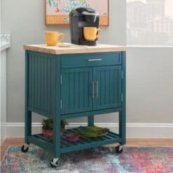 The Curated Nomad Coyote Teal Kitchen Cart - Teal -Gourmet Interiors 53dc4bb3 49b3 4969 b52a 3bebbe187da6